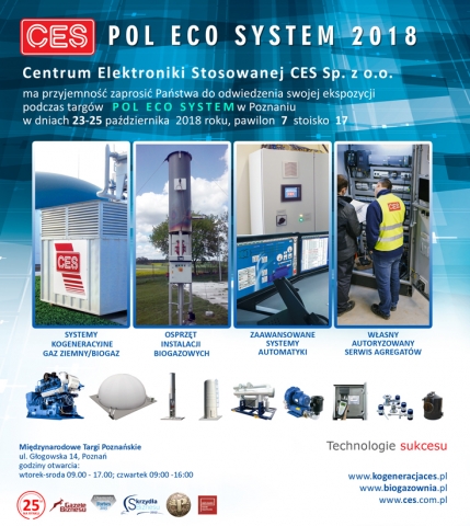 Pol Eco System zaproszenie od CES, osprzęt biogazowy